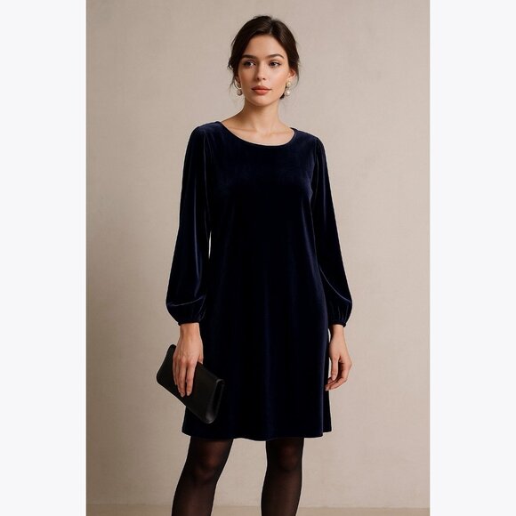 Jude Connally Women’s Chloe Velvet Shift Dress Sz XL Navy Cocktail Holiday Party - Picture 1 of 10